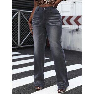 High Waist Straight Leg Jeans